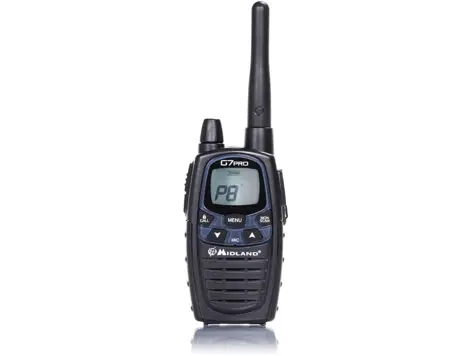 Midland Walkie Talkie G7 Pro Doble Banda - 8 Canales PMR446 - 4 Baterías AA - Cargador - Clip