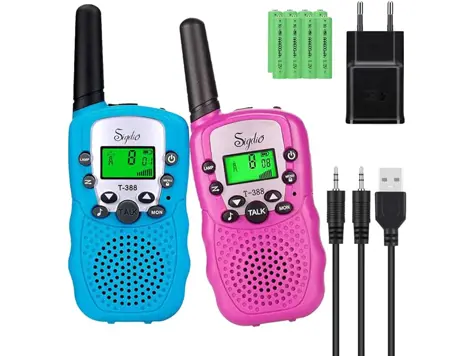 Walkie Talkies Niños PMR446 con Baterías Recargables y Pantalla LCD