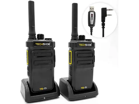 TechSide TS-T1 | Walkie Talkie | 16 Canales PMR | Vox IP54 | USB-C | WiFi | 2 Units.