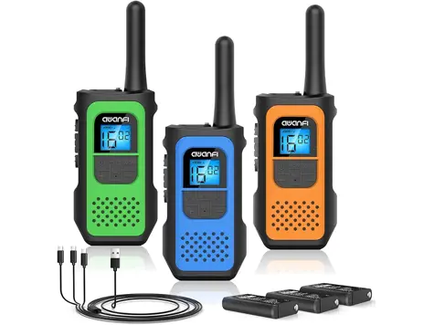 AWANFI Walkie Talkie Recargable 1200mAh 3 Piezas 16 Canales VOX.