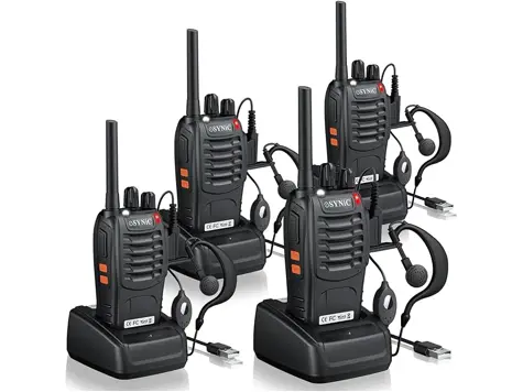 eSynic 4 piezas Walkie Talkie Recargable 16 Canales VOX LED