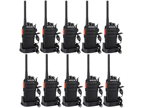 Retevis RT24 Walkie Talkie Profesional - 16 Canales - Recargable - con Auriculars y Cargador USB