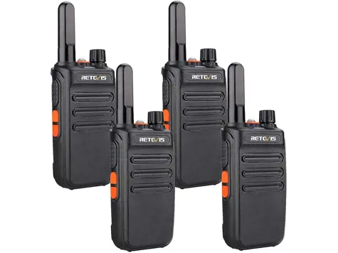 Retevis RB635 Walkie Talkie Profesional USB Recargable con Linterna (Negro, 4 Piezas)