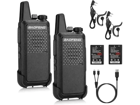 Baofeng GT-22 Walkie Talkie Profesional Recargable, 16 Canales, Auriculares, Batería 1500mAh - 2pcs