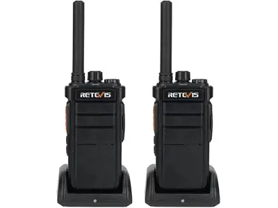 Walkie Talkie Profesional Retevis RB626 USB Recargable con VOX y Linterna LED (Negro, 2 Piezas)