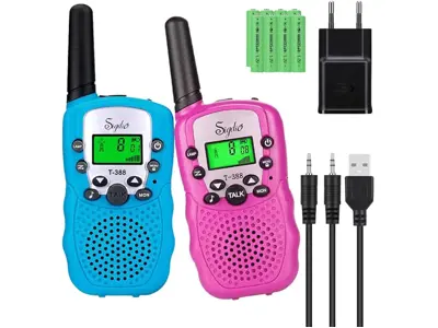 Walkie Talkies Niños PMR446 con Baterías Recargables y Pantalla LCD