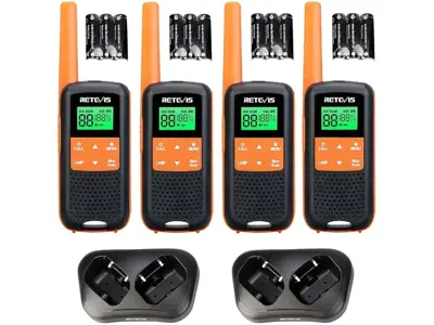 Retevis RT649 Walkie Talkie Recargable IP65 Impermeable Con Linterna 2 Métodos de Carga (Naranja)