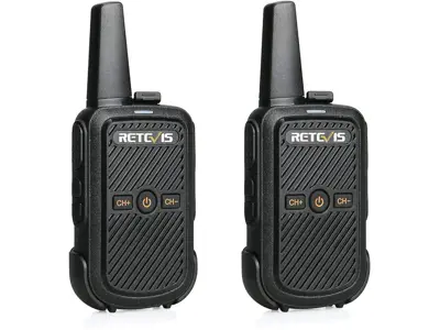 Retevis RT15 Walkie Talkie Profesional 16 Canales (Negro, 1 Par)