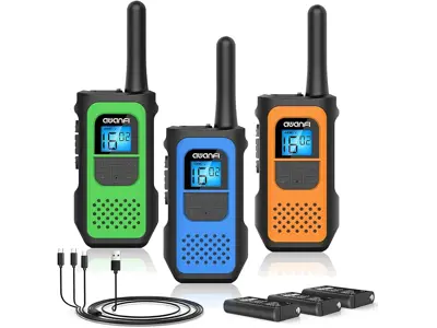 AWANFI Walkie Talkie Recargable 1200mAh 3 Piezas 16 Canales VOX.