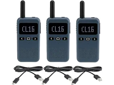 Retevis RB619: Walkie Profesional Largo Alcance PMR 1650mAh (3 uds, Azul)