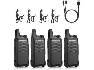 Baofeng GT-22 Walkie Talkie Profesional, recargable USB, 16 canales, auricular, 1500 mAh - (4 pcs)