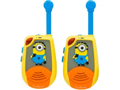 Lexibook GRU Minions Walkie-talkies 2km, Morse Luminoso, 2 Canales, Pinza, batería, Amarillo/Azul